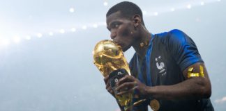 MOSCOW, RUSSIA - JULY 15: Paul Pogba of France celebrates with the World Cup Trophy following his sides victory in the 2018 FIFA World Cup Final between France and Croatia at Luzhniki Stadium on July 15, 2018 in Moscow, Russia. (Photo by Matthias Hangst/Getty Images)