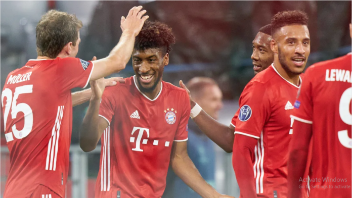 Kingsley Coman scored two and created another as Bayern Munich flexed their considerable muscle to defeat Atletico Madrid in the UEFA Champions League. - © Peter Schatz/Peter Schatz / Pool