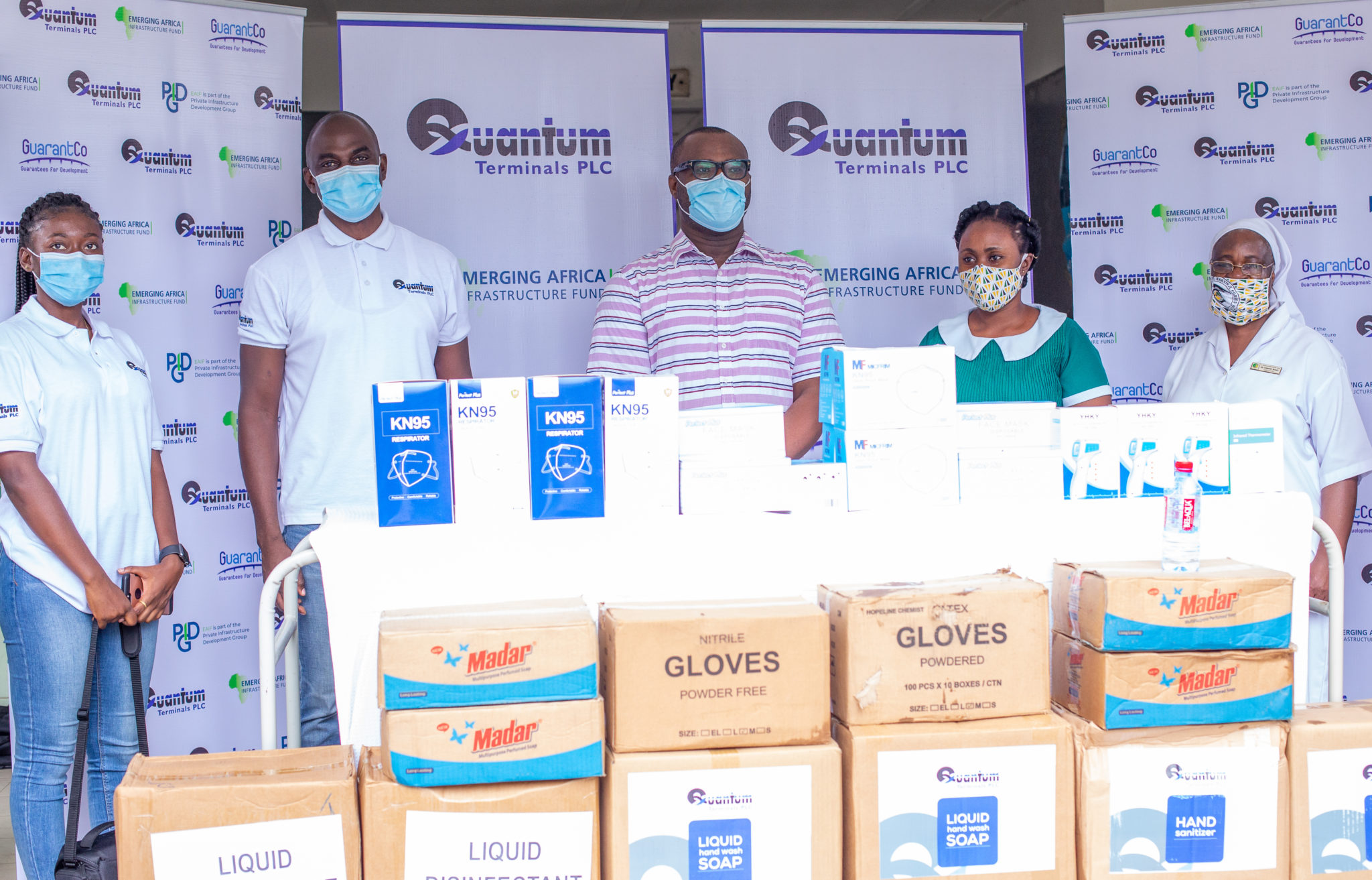 Quantum Terminals PLC donates medical items to hospitals and local