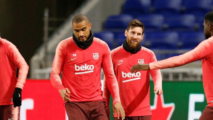 Kevin Prince-Boateng training with Barcelona teammates