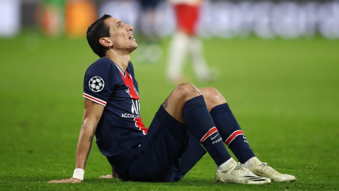 ANGEL DI MARIA OF PARIS SAINT-GERMAIN REACTS IMAGE CREDIT: GETTY IMAGES