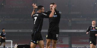 JOHN MCGINN OF ASTON VILLA CELEBRATES WITH TEAMMATE JACK GREALISH IMAGE CREDIT: GETTY IMAGES