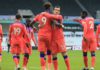 Chelsea's English striker Tammy Abraham (centre L) celebrates with Chelsea's English defender Ben Chilwell after scoring his team's second goal during the English Premier League football match between Newcastle United and Chelsea at St James' Park in Newc Image credit: Getty Images