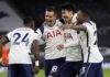 Tottenham Hotspur's Argentinian midfielder Giovani Lo Celso (2nd L) celebrates with teammates after scoring their second goal during the English Premier League football match between Tottenham Hotspur and Manchester City at Tottenham Hotspur Stadium Image credit: Getty Images