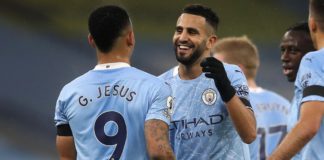 Riyad Mahrez celebrates scoring for Manchester City Image credit: Getty Images