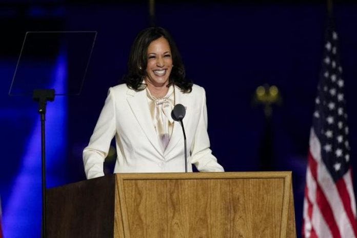 Ms Harris made history as the first female, first black and first Asian-American US vice-president-elect