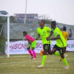 Joseph Esso celebrating his first goal for Dreams FC