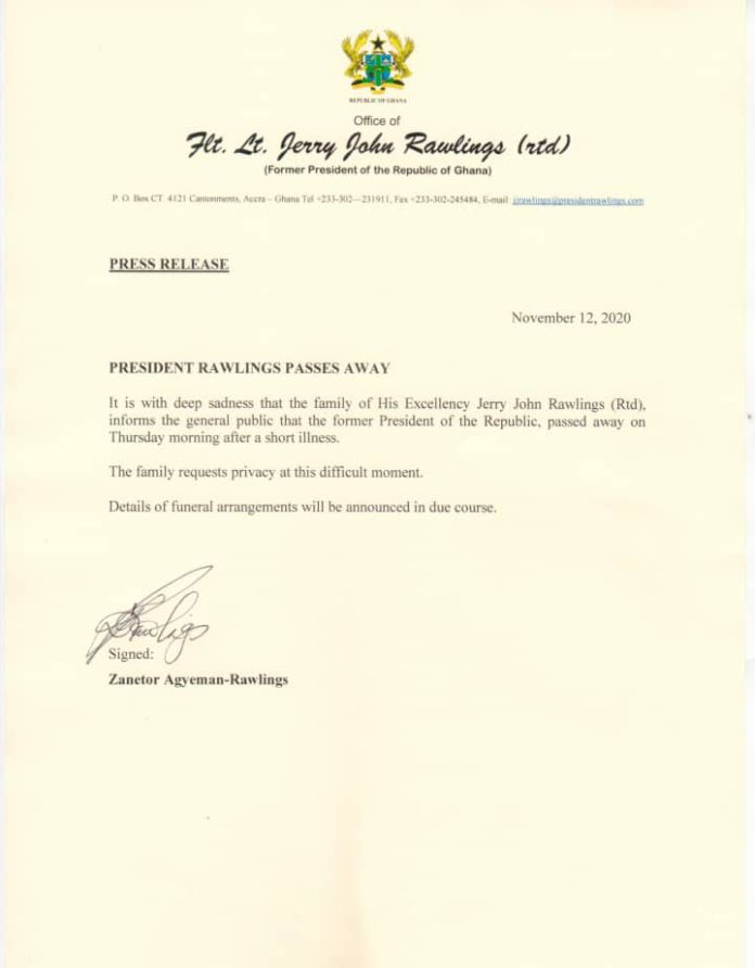 Rawlings' family breaks silence on his death