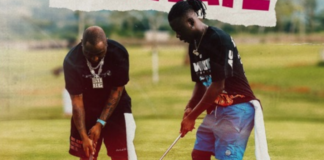 Davido and Stonebwoy play golf together in Ghana