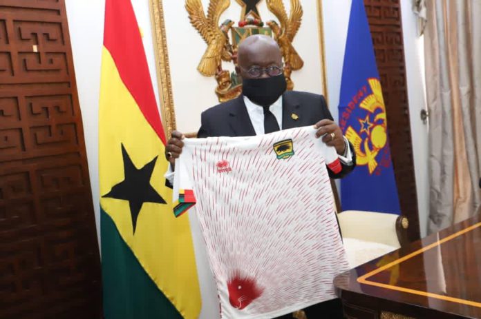 President Akufo Addo with new Asante Kotoko Errea jersey