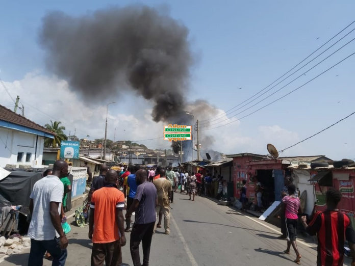 Premix fuel outlet in Cape Coast catches fire [Photos]