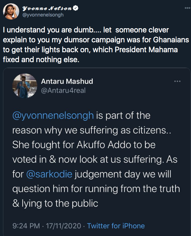 Mahama fixed 'dumsor' before leaving office in 2016 - Yvonne Nelson sets the record straight | Adomonline.com