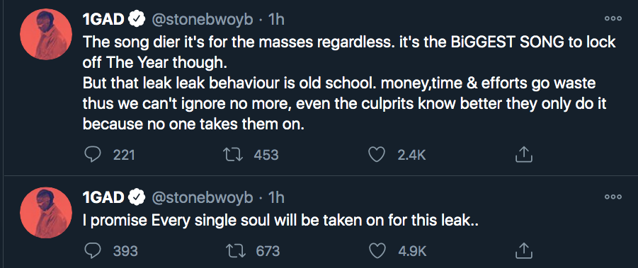 Stonebwoy fumes over leakage of his song with Davido 2 Stonebwoy angry after his song with Davido leaks