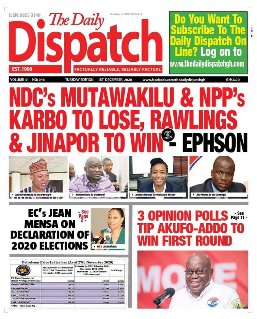 Newspaper Headlines: Thursday, December 1, 2020 2 129193107 2768445053371274 1874772674008610337 o
