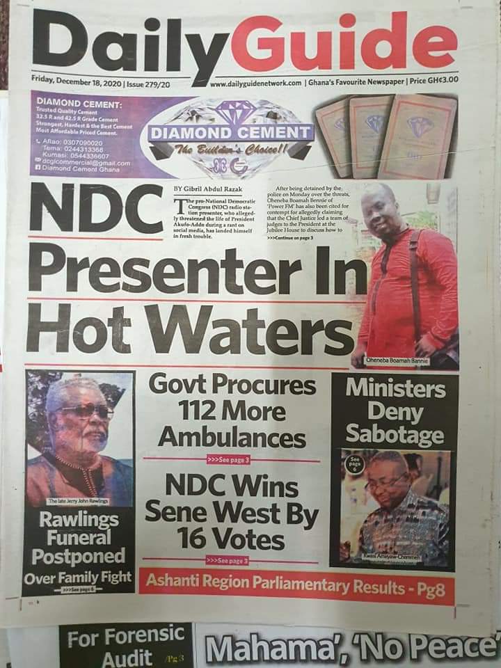Newspaper Headlines: Friday, December 18, 2020 2 131901289 10158658925326508 4165132300598832621 n