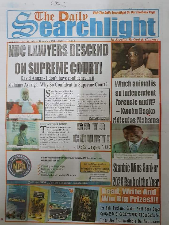 Newspaper Headlines: Friday, December 18, 2020 9 131912550 10158658925646508 624075650483098370 n