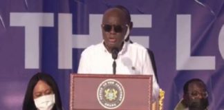 Akufo-Addo delivering a short speech at the thanksgiving ceremony