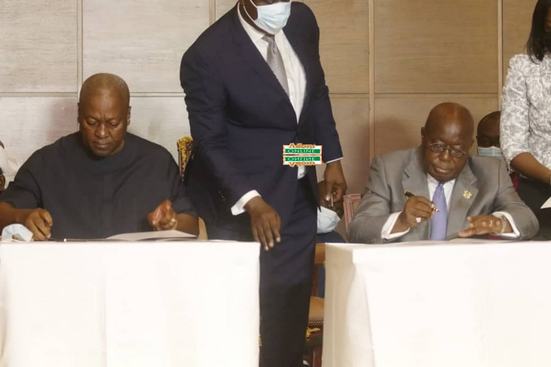 John Mahama and Akufo-Addo at Presidential Peace Pact 2020