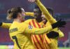 Barcelona celebrate scoring against Ferencvaros Image credit: Getty Images
