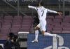 Juventus' Portuguese forward Cristiano Ronaldo celebrates after scoring a goal during the UEFA Champions League group G football match between Barcelona and Juventus at the Camp Nou stadium in Barcelona on December 8, 2020. Image credit: Getty Images
