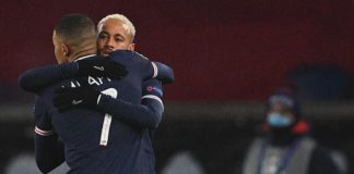 Paris Saint-Germain's Brazilian forward Neymar (R) celebrates with Paris Saint-Germain's French forward Kylian Mbappe after scoring his second goal during the UEFA Champions League group H football match between Paris Saint-Germain (PSG) and Istanbul Basa Image credit: Getty Images