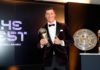 Robert Lewandowski of FC Bayern Muenchen poses after winning the FIFA Men's Player 2020 trophy during the FIFA The BEST Awards ceremony on December 17, 2020 in Munich, Germany. Image credit: Getty Images