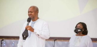 John Mahama at church