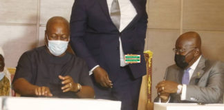 John Mahama and Akufo-Addo at Presidential Peace Pact 2020