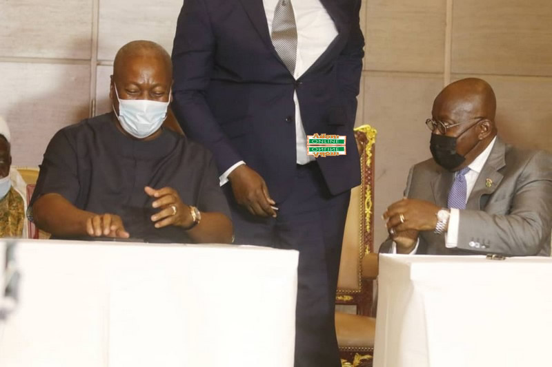 John Mahama and Akufo-Addo at Presidential Peace Pact 2020