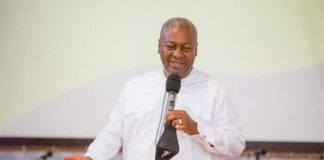 John Mahama at church