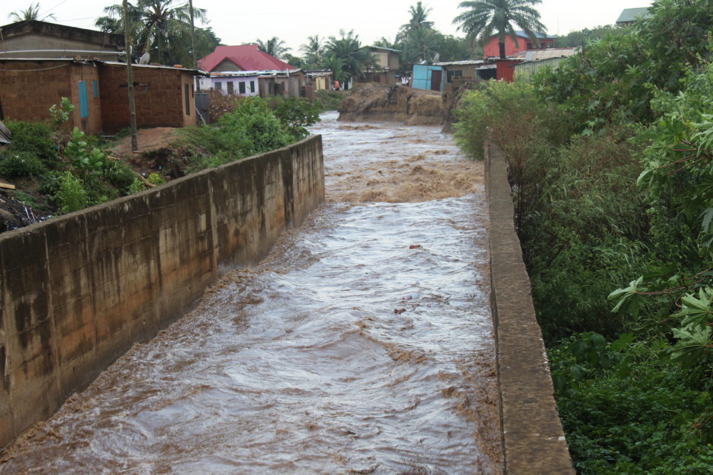 Gutter almost full after downpour in Dome  - Photo by Patience Korkor Hesse / Adom News