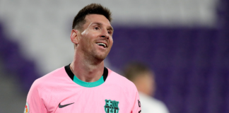 Lionel Messi's 644th Barcelona goal came in the 65th minute of their win over Real Valladolid