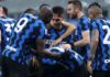 Nicolo Barella of FC Internazionale celebrates after scoring his team's second goal with team mates during the Serie A match between FC Internazionale and Juventus at Stadio Giuseppe Meazza Image credit: Getty Images