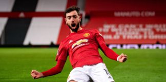 Bruno Fernandes celebrates | Manchester United v Liverpool Image credit: Getty Images