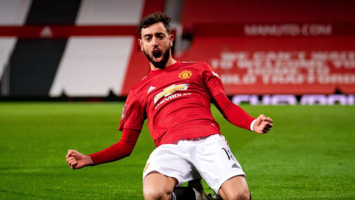 Bruno Fernandes celebrates | Manchester United v Liverpool Image credit: Getty Images