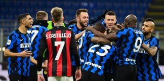 Inter Milan celebrate Christian Eriksen's late winner Image credit: Getty Images