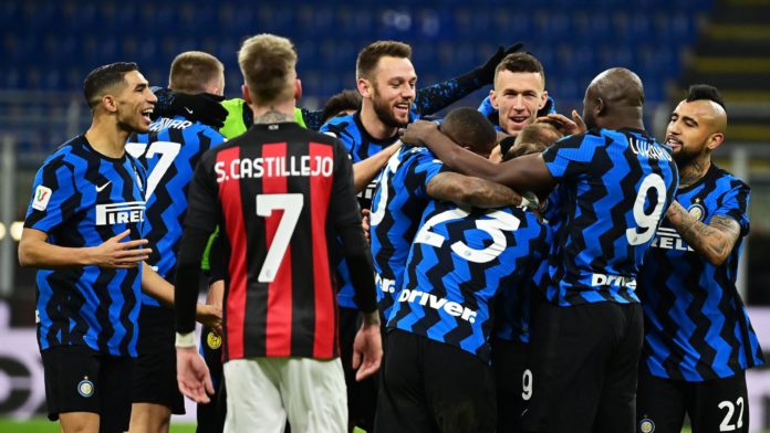 Inter Milan celebrate Christian Eriksen's late winner Image credit: Getty Images