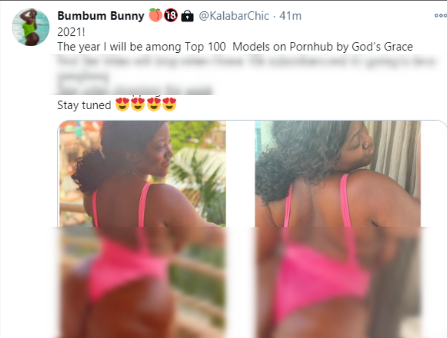 Nude model causes stir for calling on God to help her achieve 2021 porn  ambition