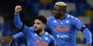 Napoli's Italian forward Lorenzo Insigne (L) celebrates with Napoli's Nigerian forward Victor Osimhen Image credit: Getty Images