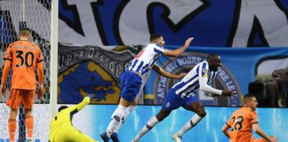 Moussa Marega of FC Porto celebrates with Mehdi Taremi after scoring his team's second goal during the UEFA Champions League Round of 16 match between FC Porto and Juventus at Estadio do Dragao on February 17, 2021 in Porto, Image credit: Getty Images