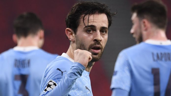 Bernardo Silva celebrates scoring for Manchester City Image credit: Getty Images