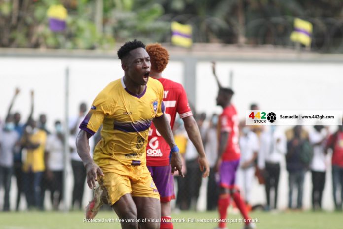 Justice Blay celebrates against Hearts of Oak