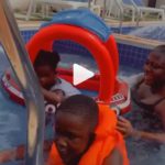 Tracey Boakye and her kids enjoy pool time