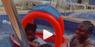 Tracey Boakye and her kids enjoy pool time