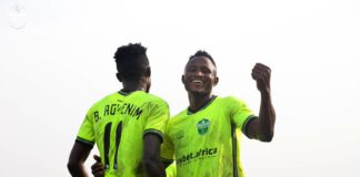 Joseph Esso celebrates against Aduana Stars