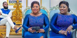 Rev Obofour Antwi and wife Ciara Bofowaa Antwi in royal blue outfits
