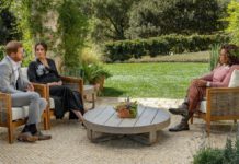 The interview took place in the garden of a house near where the couple live in Montecito, west of Los Angeles