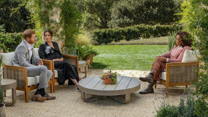 The interview took place in the garden of a house near where the couple live in Montecito, west of Los Angeles The interview took place in the garden of a house near where the couple live in Montecito, west of Los Angeles