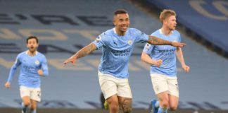Gabriel Jesus of Manchester City celebrates after scoring their side's second goal during the Premier League match between Manchester City and Wolverhampton Wanderers at Etihad Stadium on March 02, 2021 in Manchester, England. Image credit: Getty Images