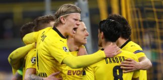 Erling Haaland of Borussia Dortmund celebrates with Mahmoud Dahoud Image credit: Getty Images